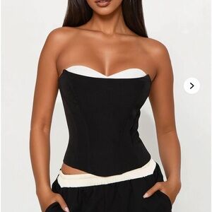 Fashion Nova Formal Icon Corset Top - Black/White